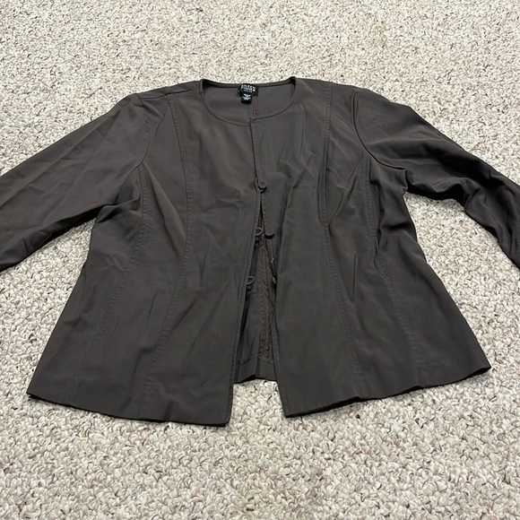 Eileen Fisher Brown Jacket Wool Viscose Sz M Petite Minimalist Lagenlook - Picture 1 of 9
